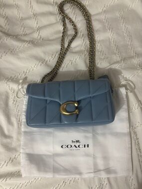Coach quilted Tabby 20 Shoulder Bag in bluebell with Gold Hardware